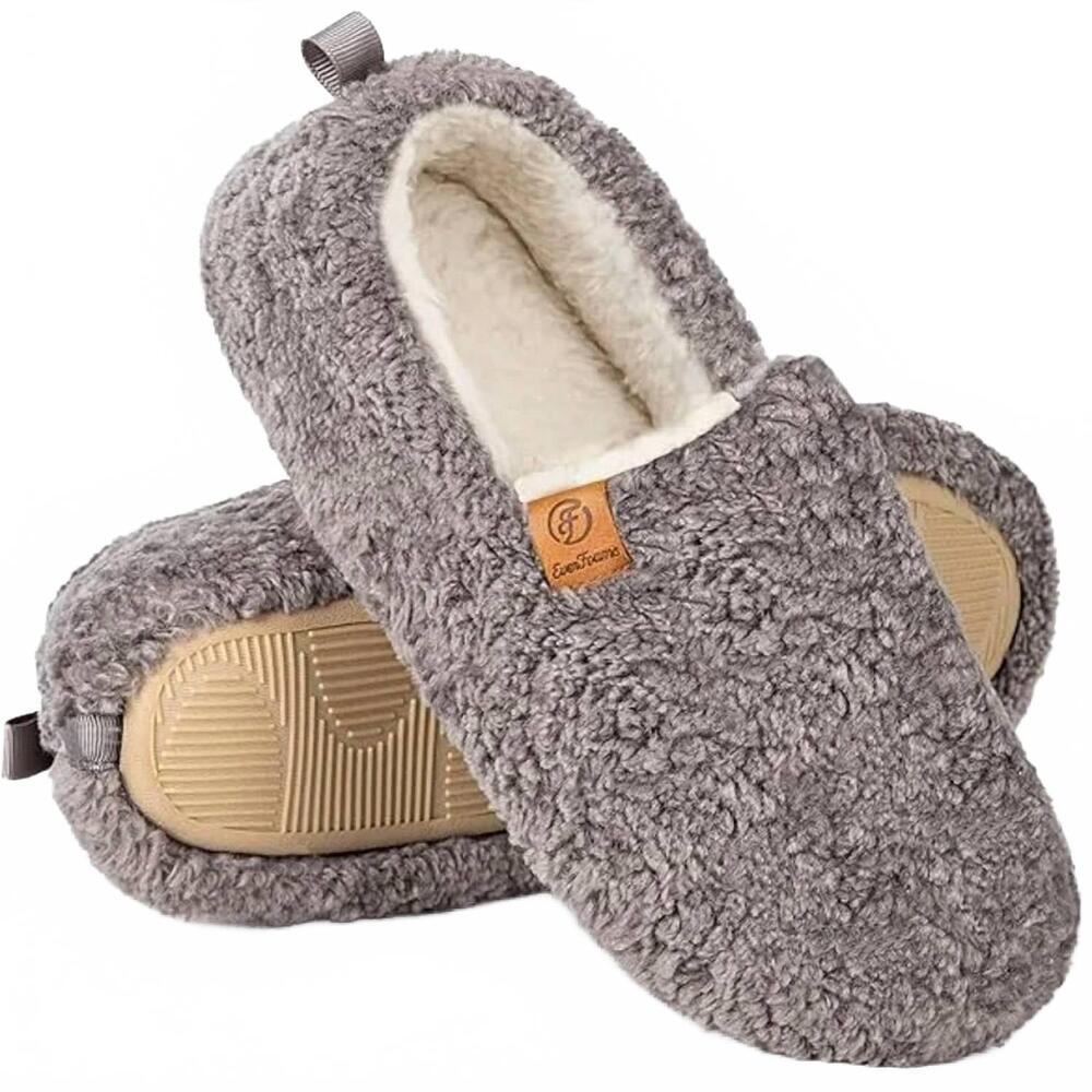 NEW EVERFOAMS women's soft memory foam house slippers in gray